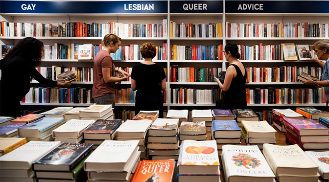 blick in einen Bookshop mit Spezialliteratur für Beziehungsratgebern